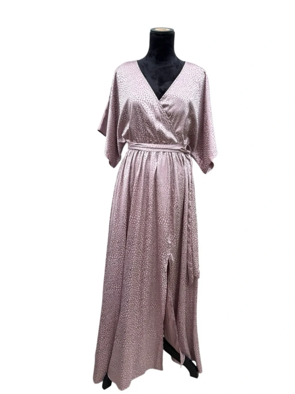 Baltic Born Leopard Jacquard Mauve Wrap Maxi Dress Sz S - Picture 2 of 10